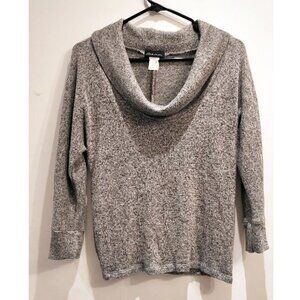 🍁2/30🍁Vintage Y2K Sweater Knit Cowl Neck 3/4 length Dolman Sleeve Salt+Pepper